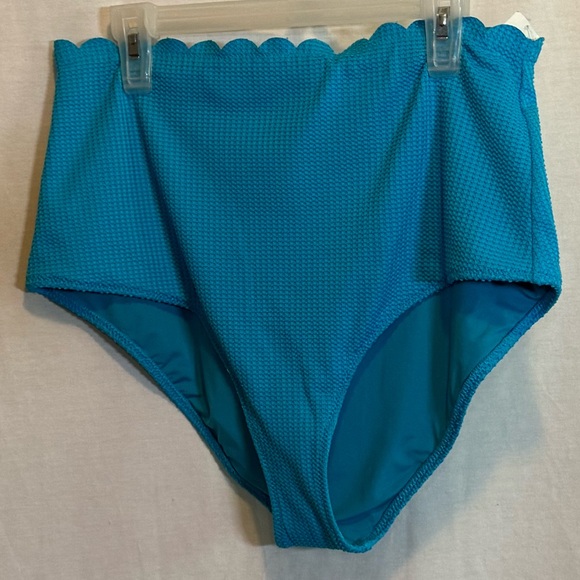 AA-462 Aerie NWT High Waisted Full Coverage Blue Summer Swim‎ Bikini Bottoms - Picture 1 of 12